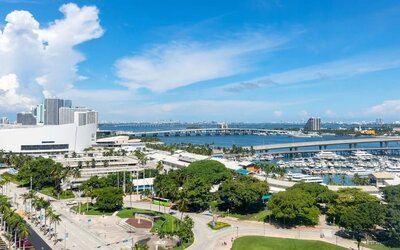 City view from day use room at YVE Hotel Miami.