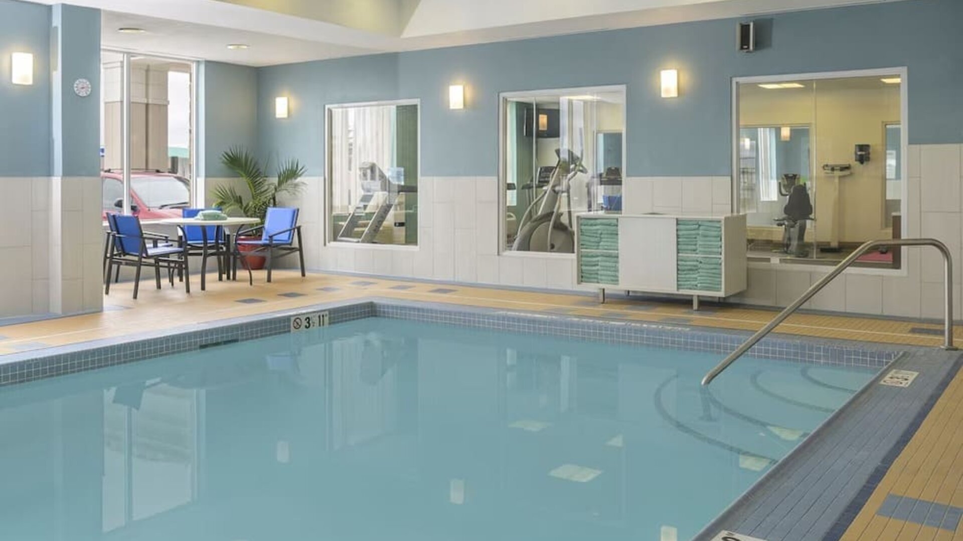 Relaxing indoor pool at Holiday Inn Express & Suites North Bay.