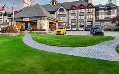 Hotel exterior at Radisson Hotel Salt Lake City Airport.