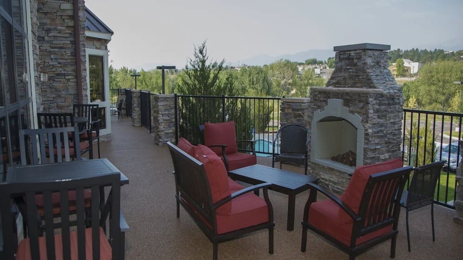 Veranda with views of Pikes Peak at Staybridge Suites.