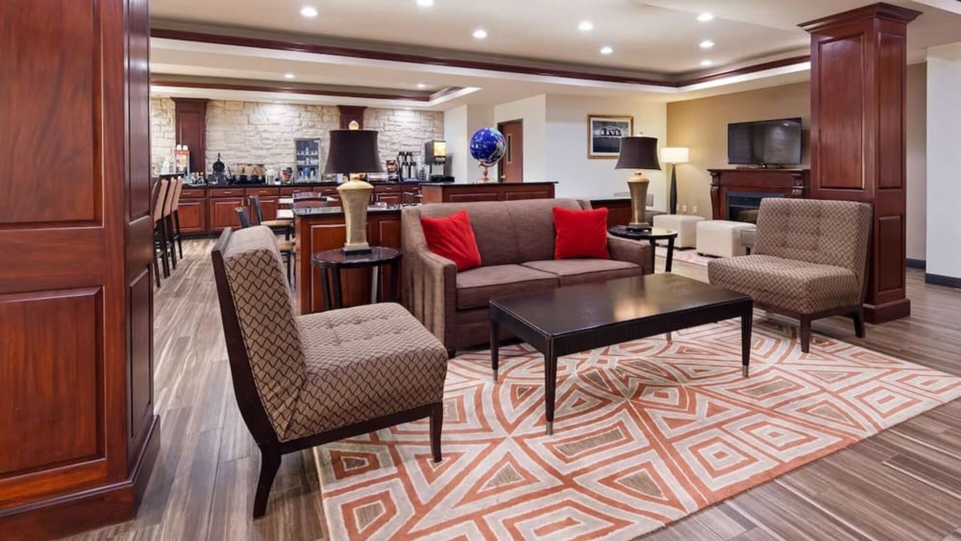 Lobby and coworking lounge at Best Western Granbury Inn & Suites.