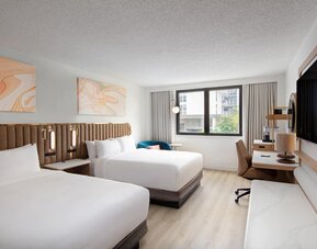 Day use twin room with work desk at Sonesta Miami Airport.