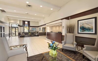 Lobby lounge at Travelodge Edmonton South.