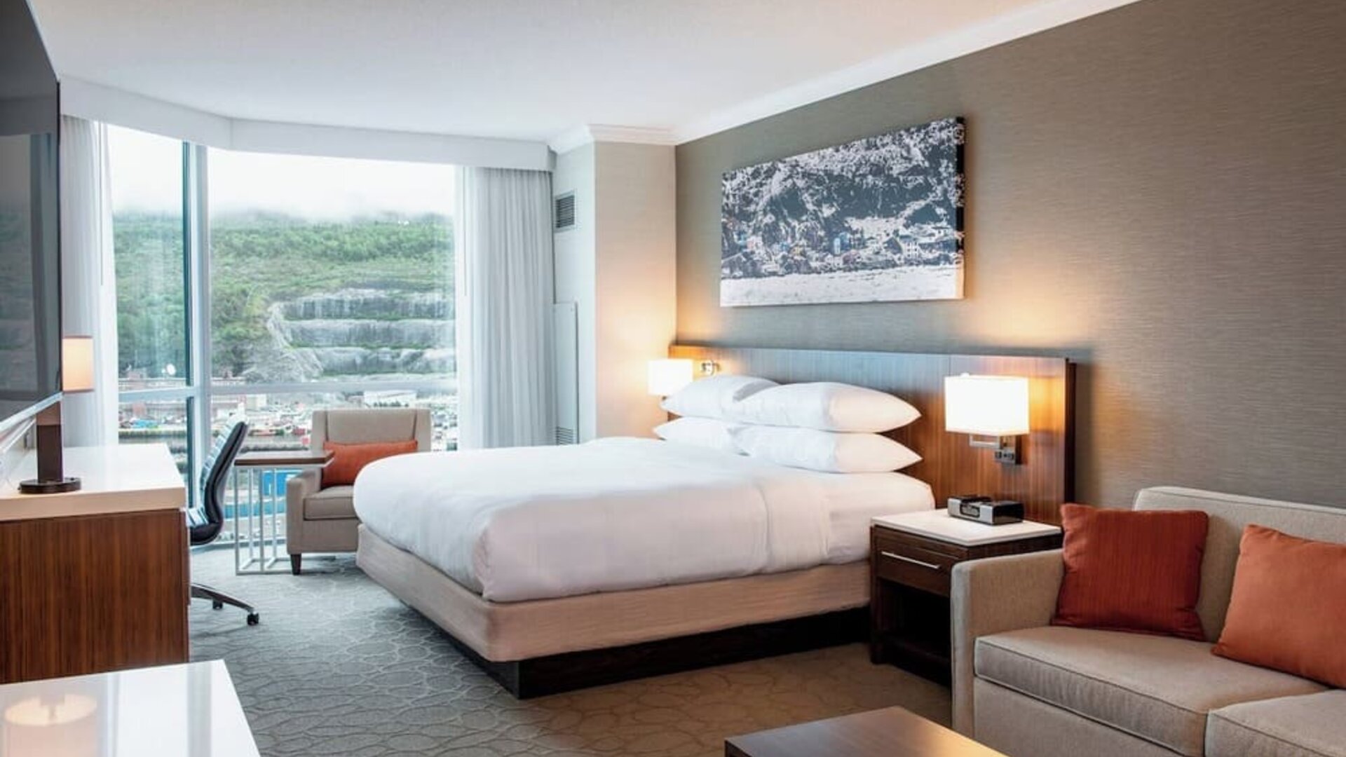 Bright and spacious day use room with living area at Delta St. John's Hotel & Conference Center.