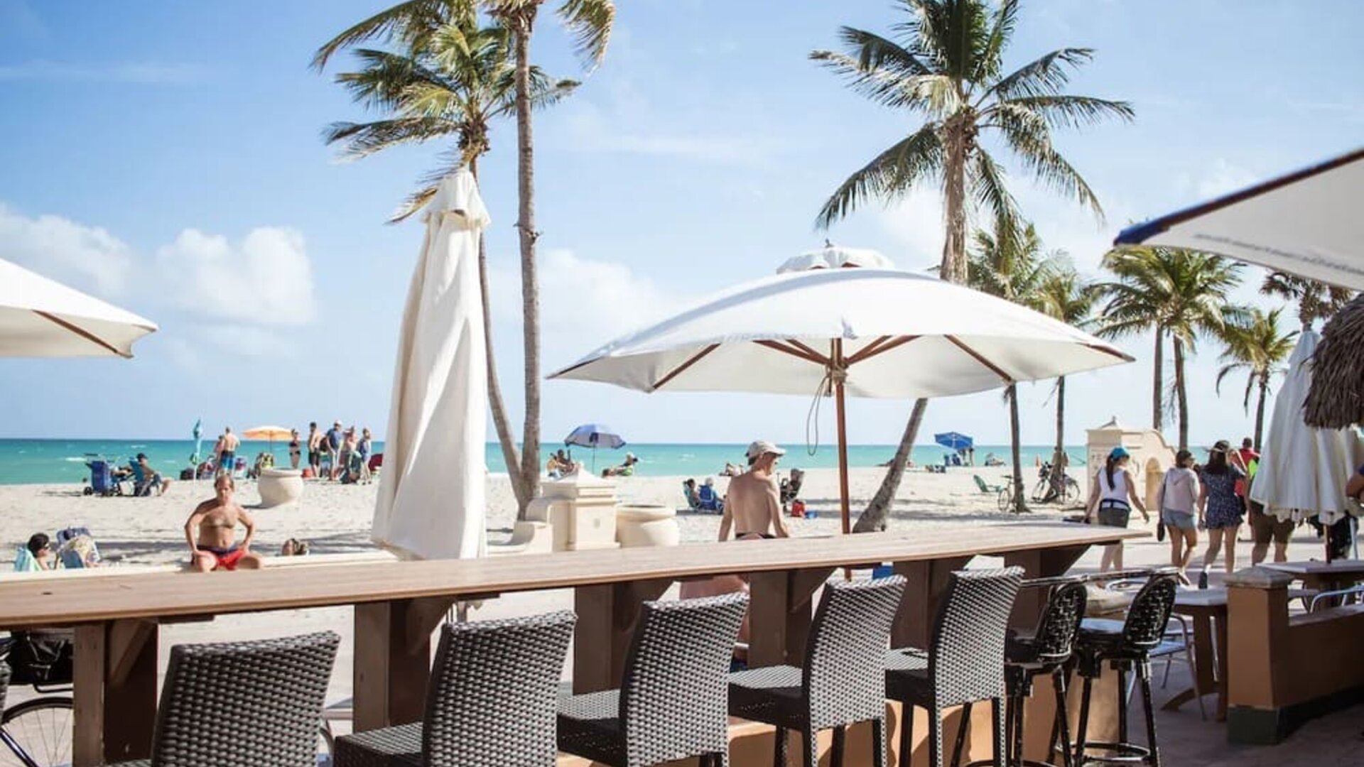 Beach bar at Riptide Hotel.