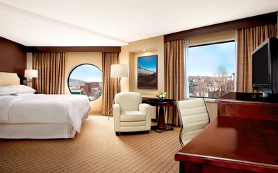 Bright and spacious day use room with work desk at Sheraton Hotel Newfoundland.