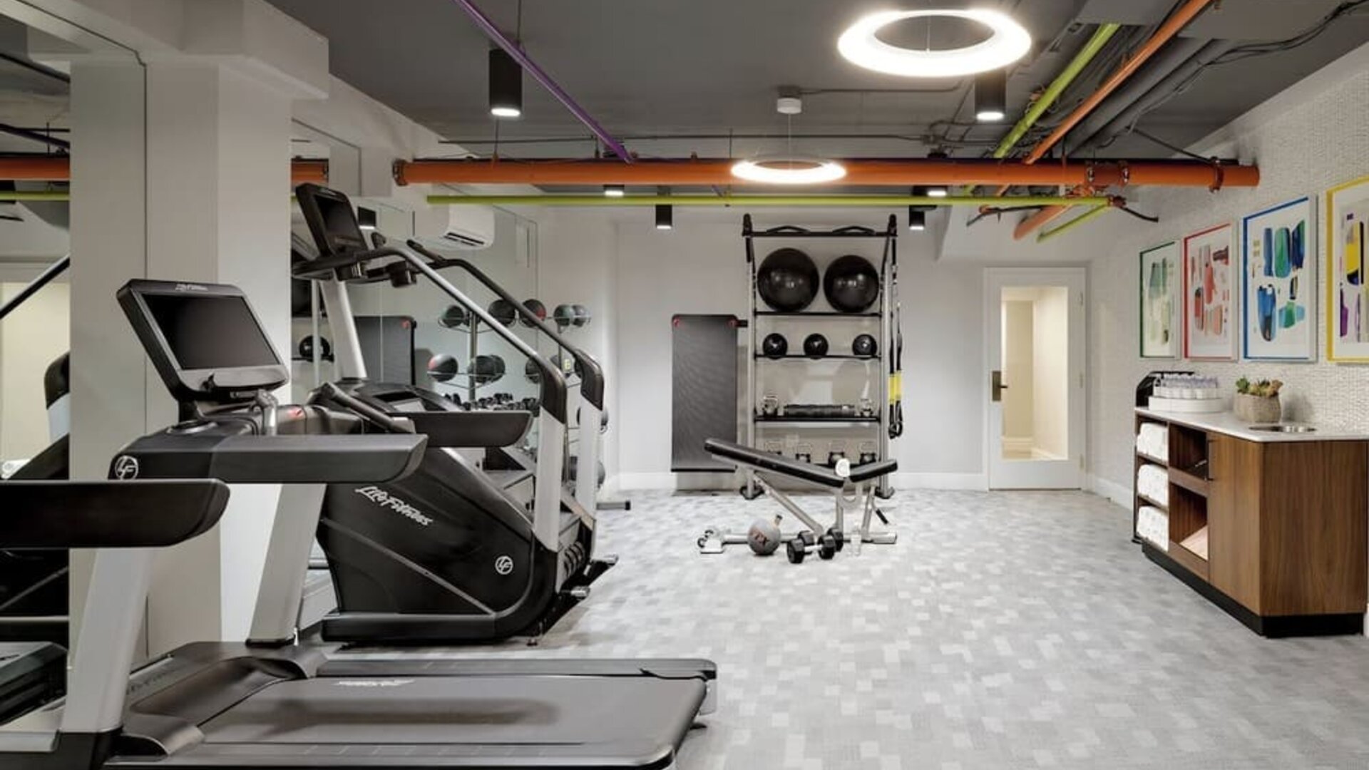 Fitness center available at Le Parc At Melrose.