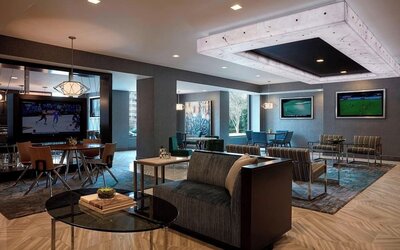 Coworking lounge at Crystal Gateway Marriott.