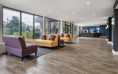 Lobby seating at Somerset Lofts.