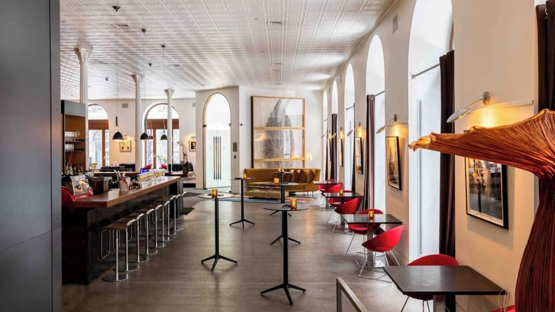 Hotel bar with lounge sitting at Hotel Gault.