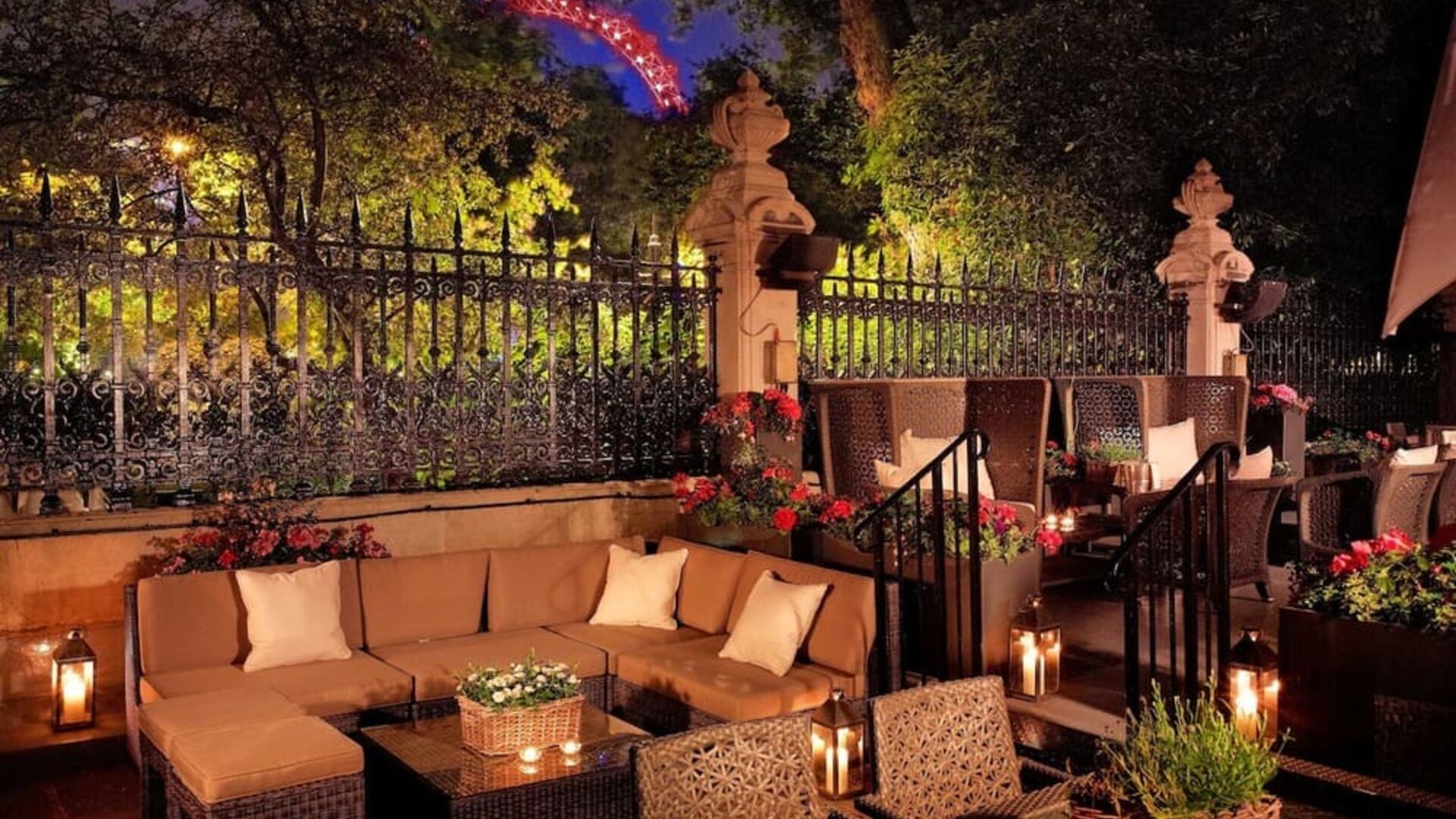 Hotel terrace at The Royal Horseguards Hotel.