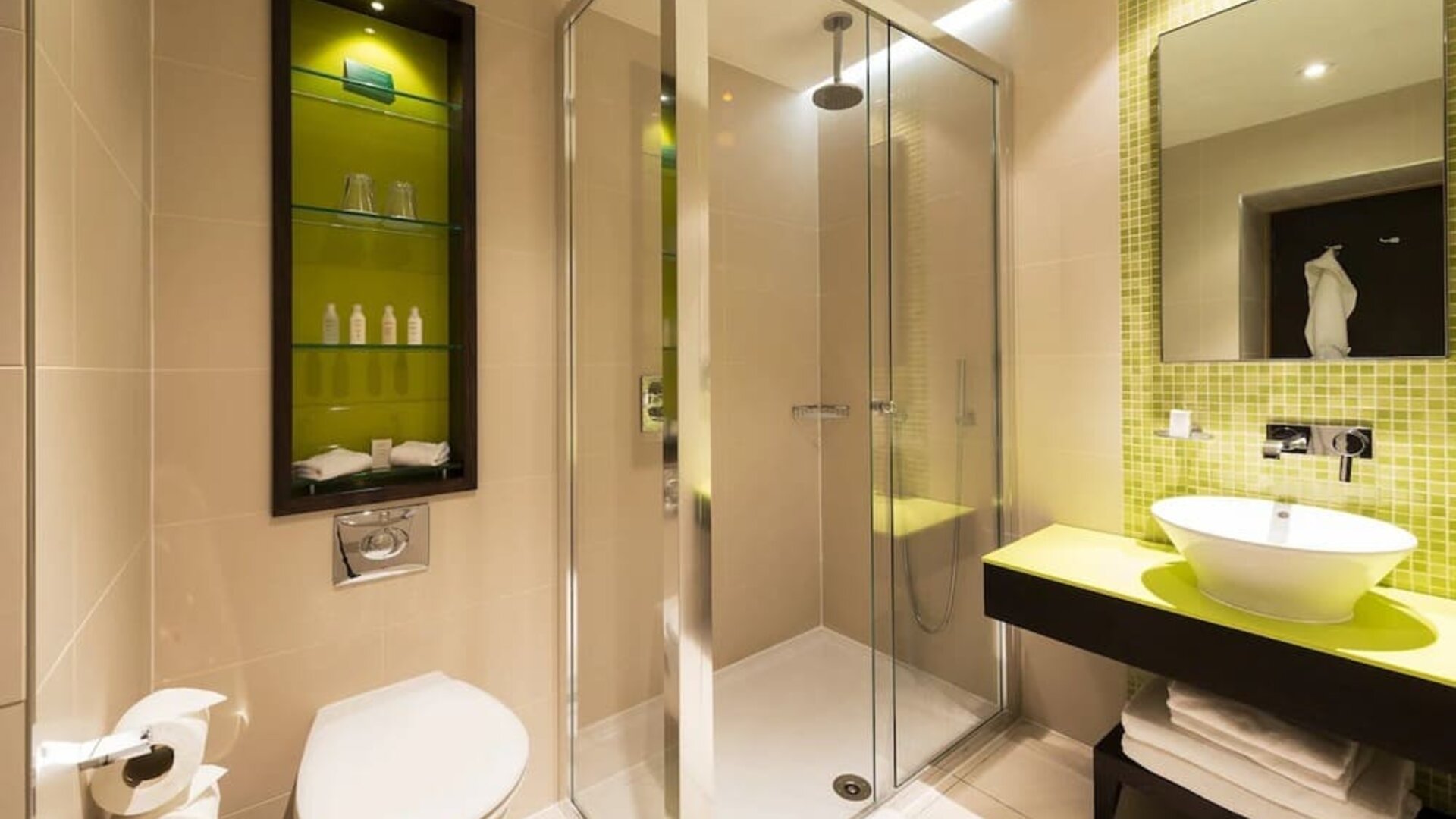 Guest bathroom with shower at Hotel Indigo London Paddington,