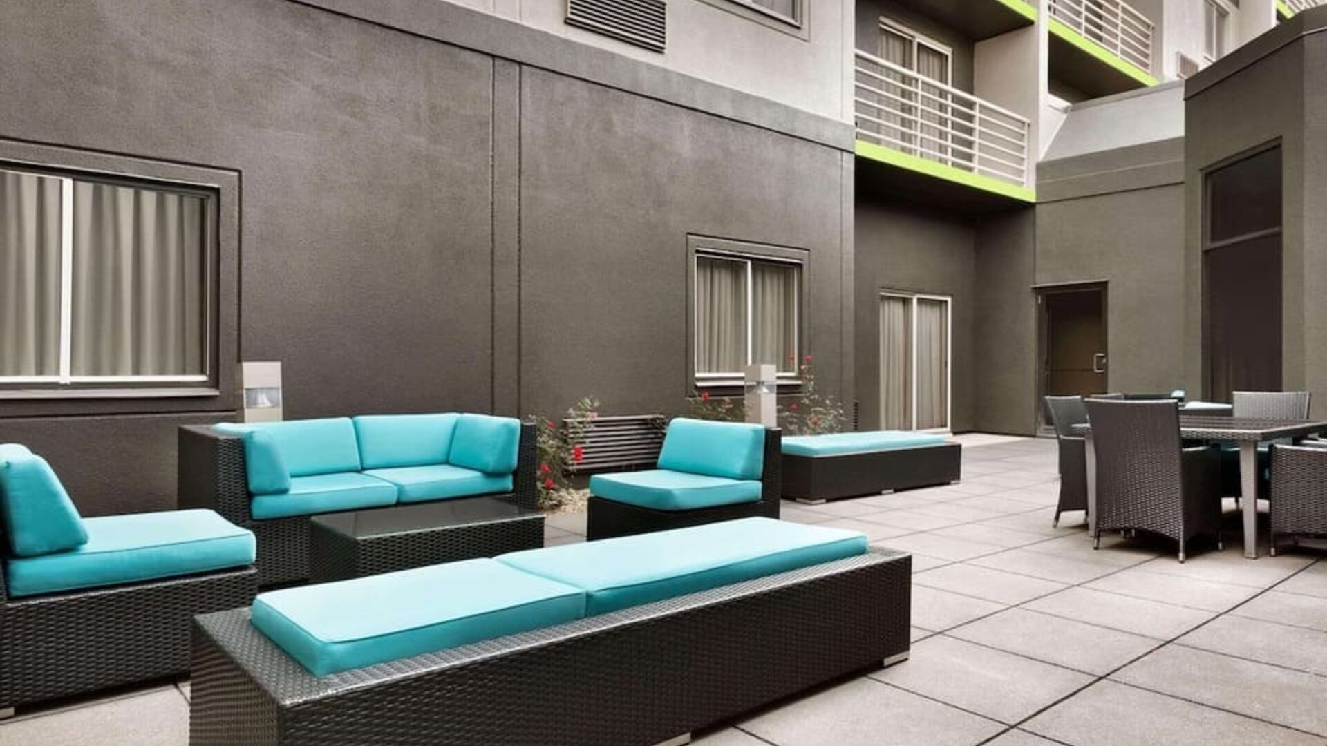 Outdoor furniture available at Radisson Akron/Fairlawn.