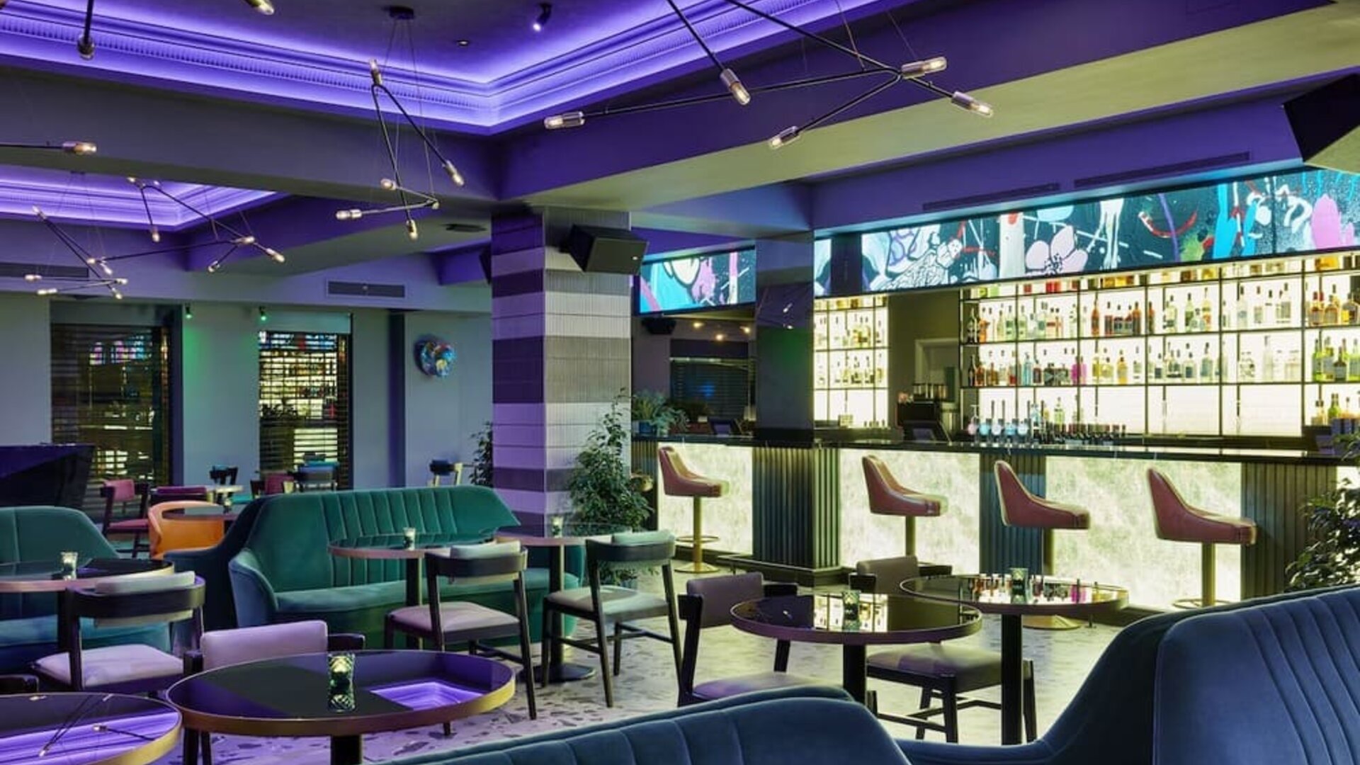 Hotel bar with lounge seating at NYX Hotel London Holborn By Leonardo.