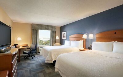 Queen beds at Hampton Inn New York - LaGuardia Airport.