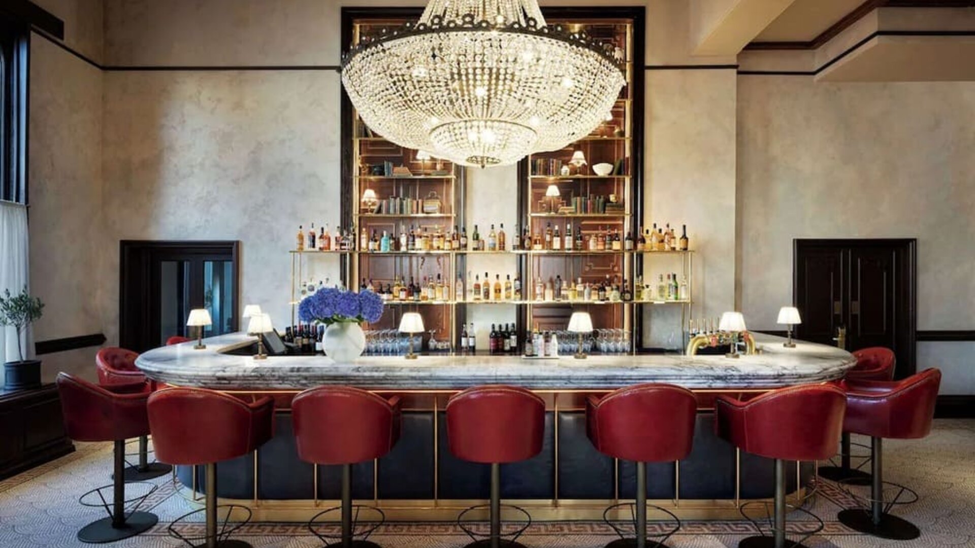 Hotel lounge at The Randolph Hotel Oxford.