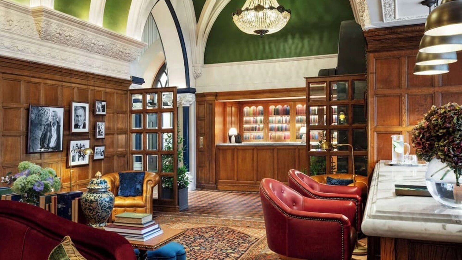 Coworking lounge at The Randolph Hotel Oxford.