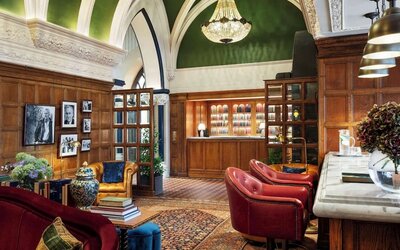 Coworking lounge at The Randolph Hotel Oxford.