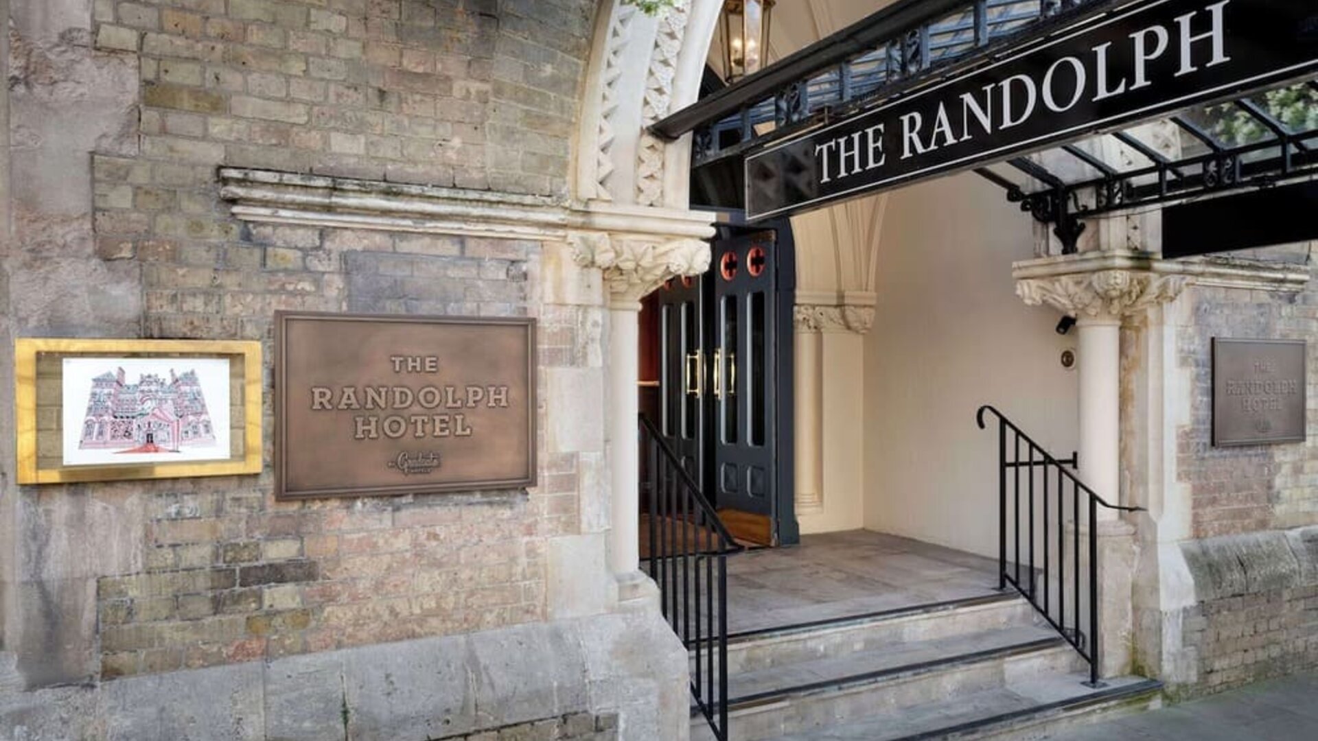 Hotel entrance at The Randolph Hotel Oxford.