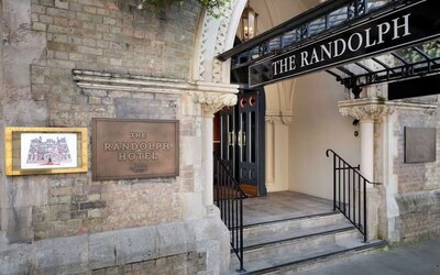 Hotel entrance at The Randolph Hotel Oxford.