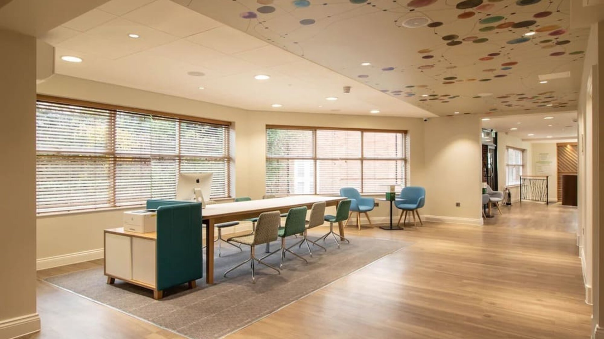 Business center with computer, printer and ergonomic chairs at Holiday Inn Leicester-Wigston.