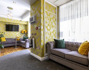 Lobby lounge at Hotel Shepherds Bush London.