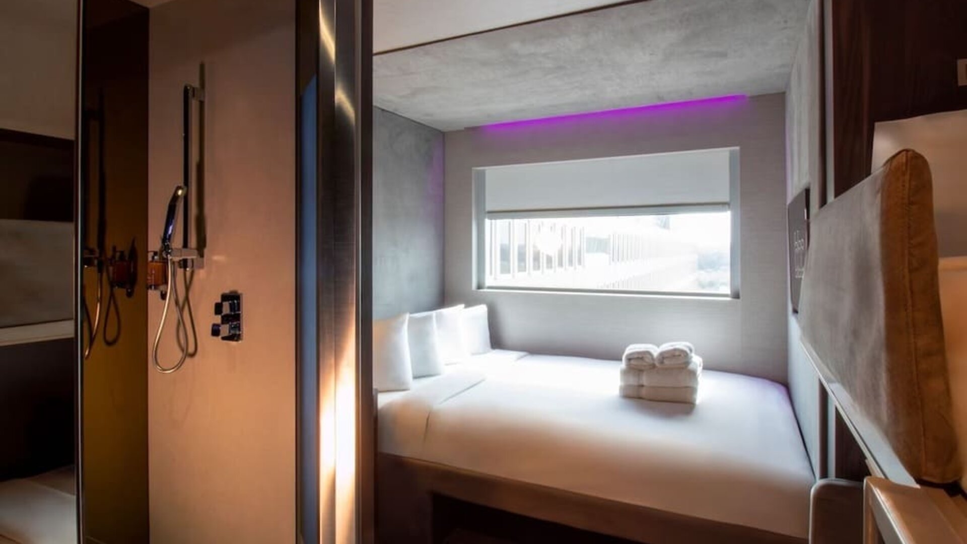 Day use family room with private bathroom at BLOC Gatwick Hotel.