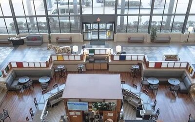 Lobby area at Atrium Hotel & Suites.