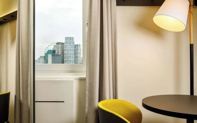 In-room workspace at Ibis London Blackfriars Hotel.
