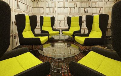 Comfortable lobby lounge at Ibis London Blackfriars Hotel.