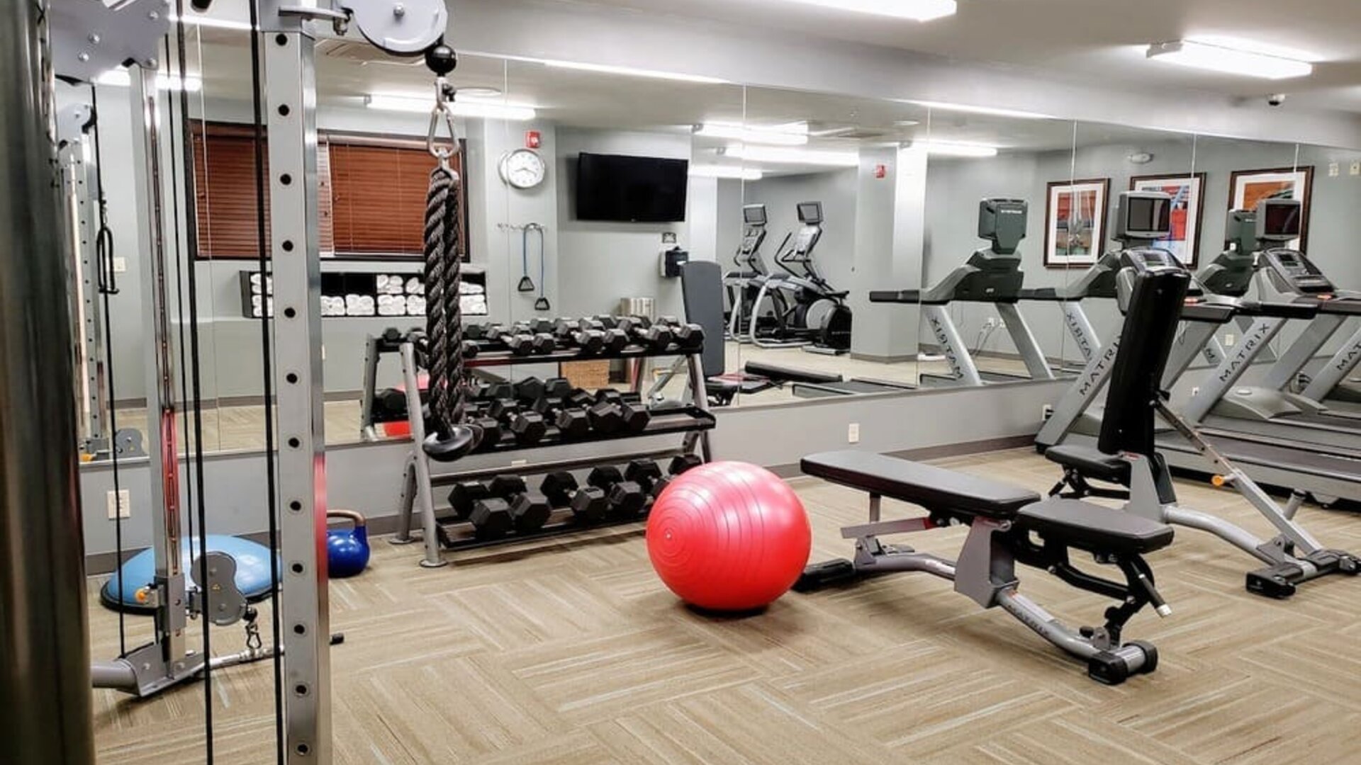 Fitness center at Staybridge Suites Baltimore - Inner Harbor.
