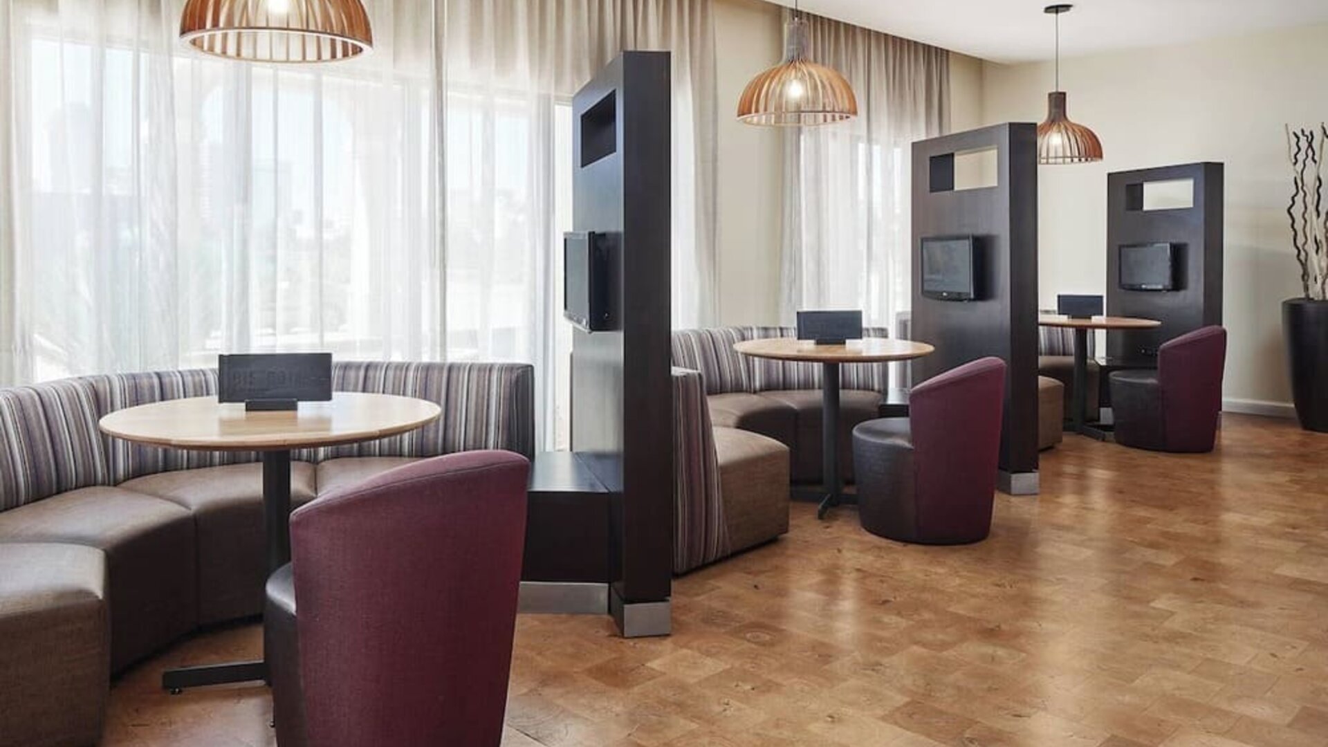 Media pods perfect for coworking at Courtyard Bossier City.