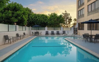 Refreshing outdoor pool at Courtyard By Marriott Cypress Anaheim.