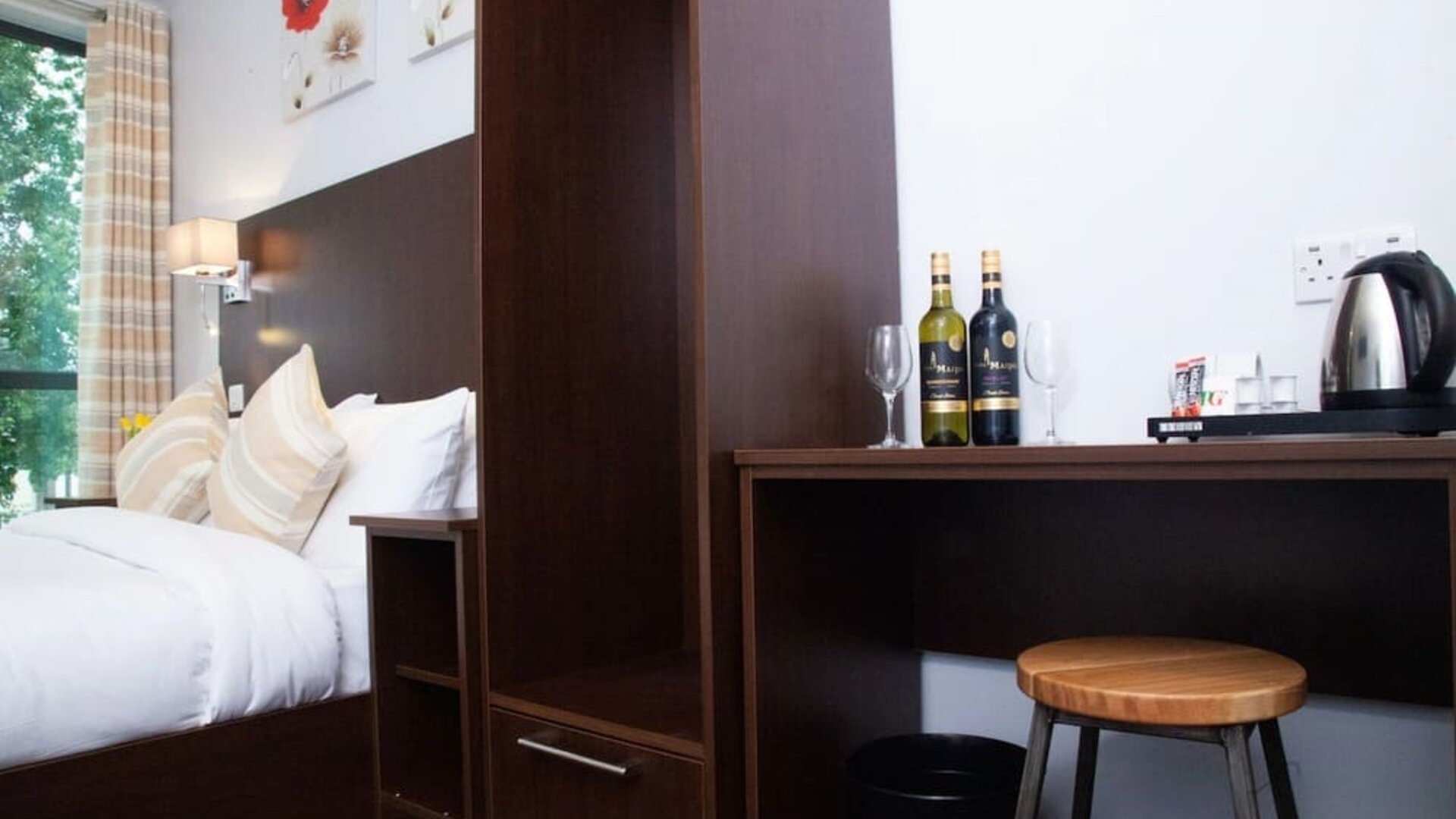 Day use room's workspace at London City Airport Hotel.