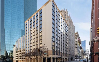 Hotel exterior at Embassy Suites By Hilton Fort Worth Downtown.
