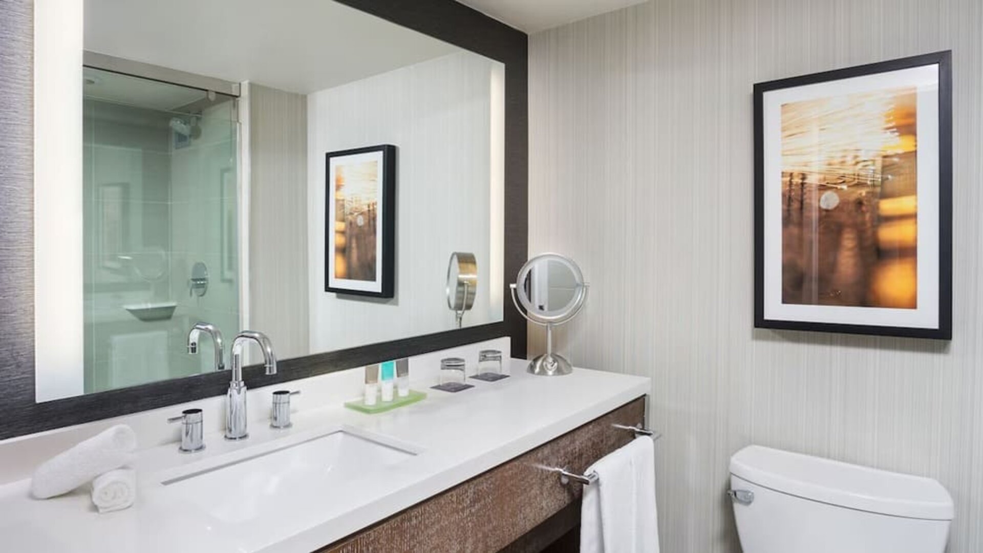 Guest bathroom with shower at Hyatt Regency Princeton.