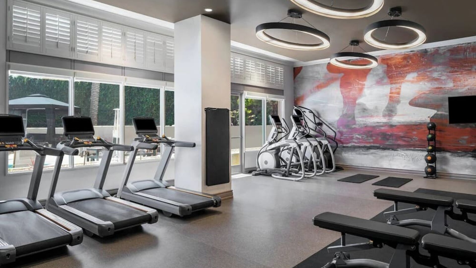 Fitness center available at Marriott Del Mar.