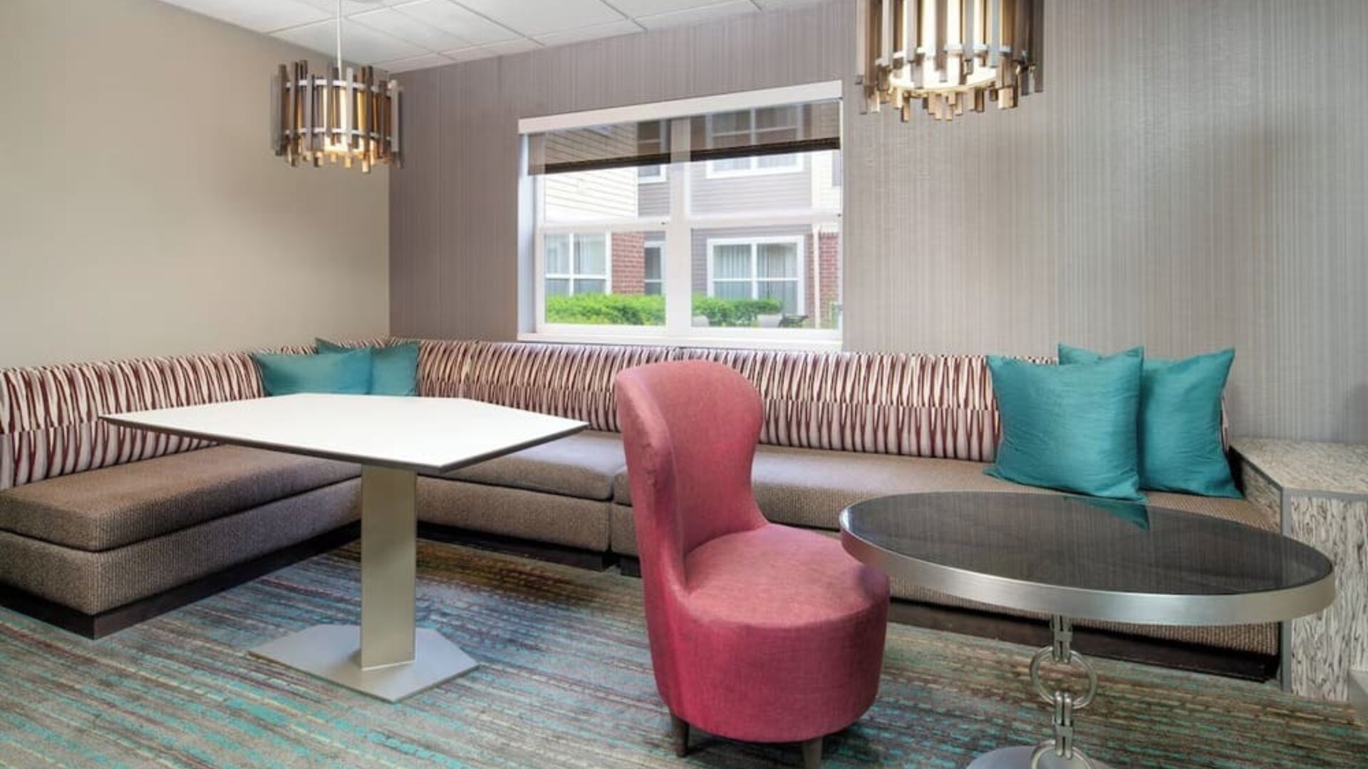Lobby and coworking lounge at Residence Inn By Marriott Provo.