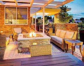 Firepit perfect for coworking at Springhill Suites Carle Place.