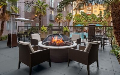 Firepit beside the pool at Residence Inn By Marriott San Diego Downtown.