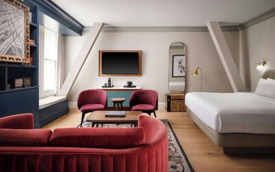 Day use room with living area at Union Station Hotel Nashville.