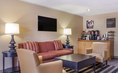 Coworking lounge at Extended Stay America.