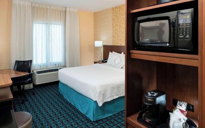 Day use room amenities at Fairfield Inn & Suites By Marriott Houston Pasadena.