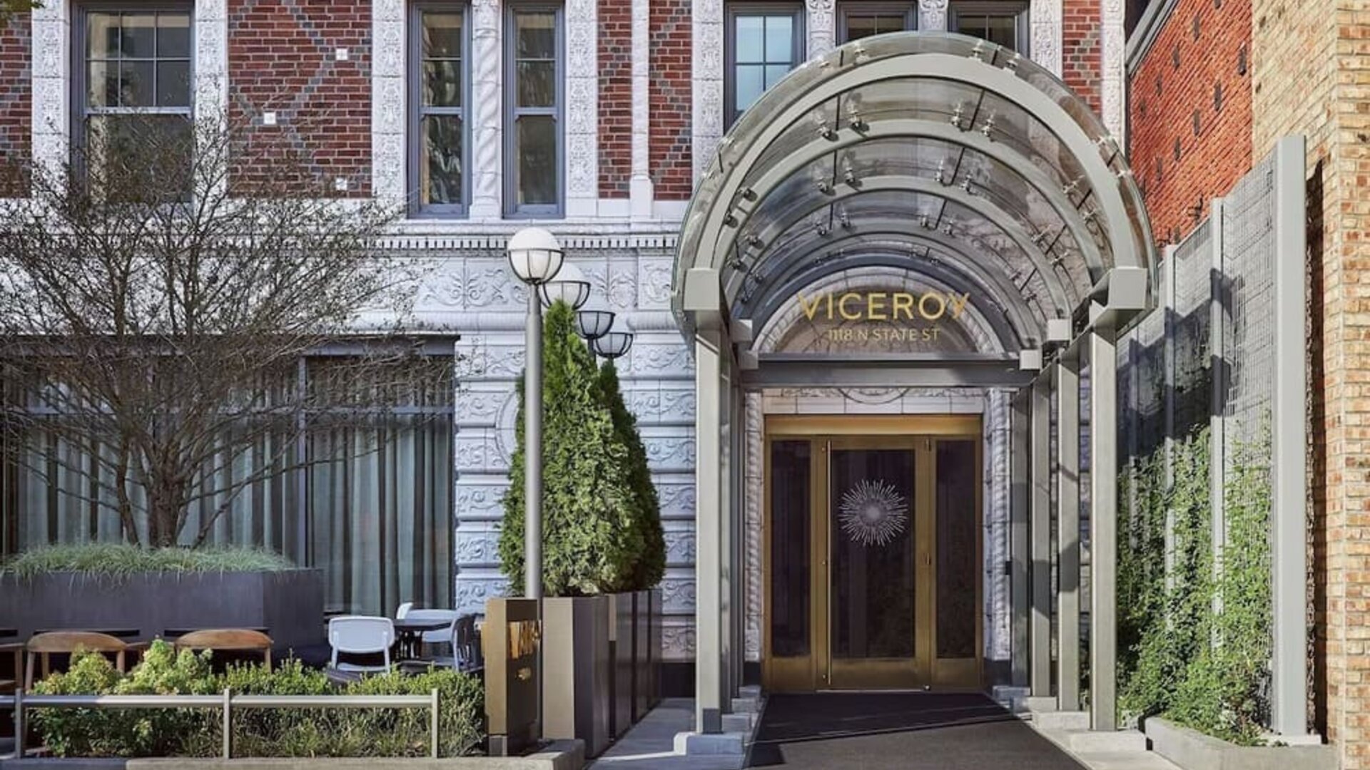Hotel entrance at Viceroy Chicago.