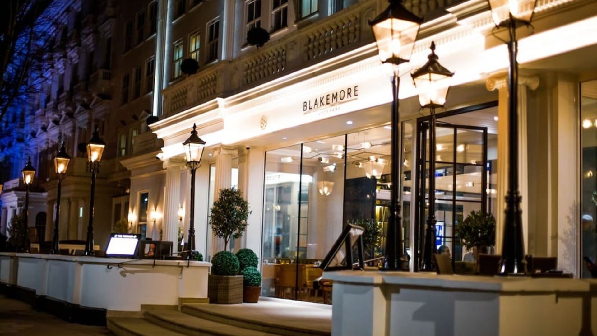 Hotel entrance at Blakemore Hyde Park Hotel.