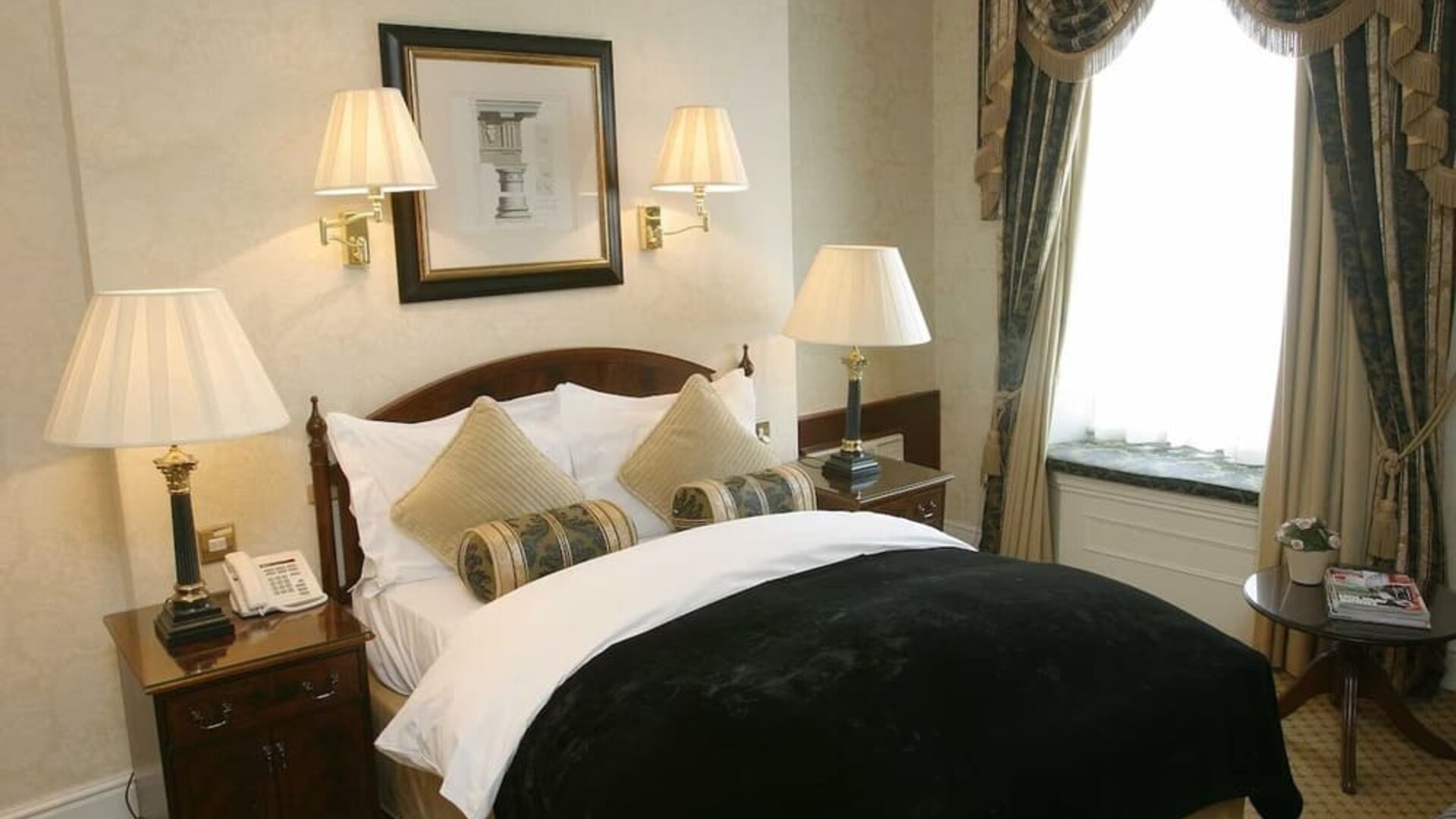 King bed at The Colonnade Hotel.