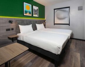 Day use twin room with workspace at Ibis London Gatwick Airport Hotel.