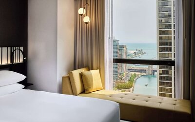 Day use room with a view of the river at Hyatt Regency Chicago.
