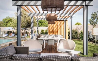 Cabanas beside the pool at Hotel Nia, Autograph Collection.