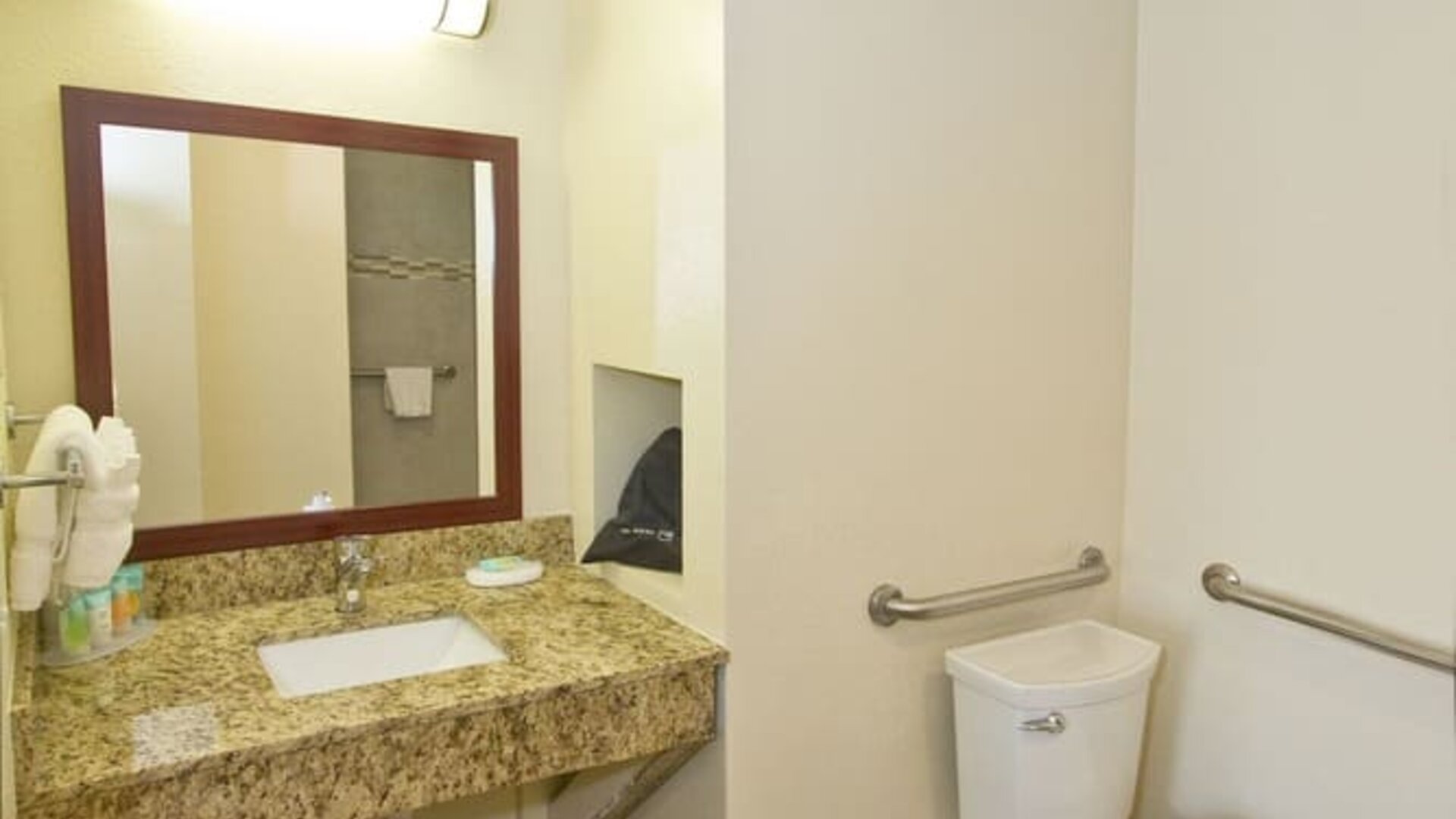 Guest bathroom with shower at The Stevenson Monterey.